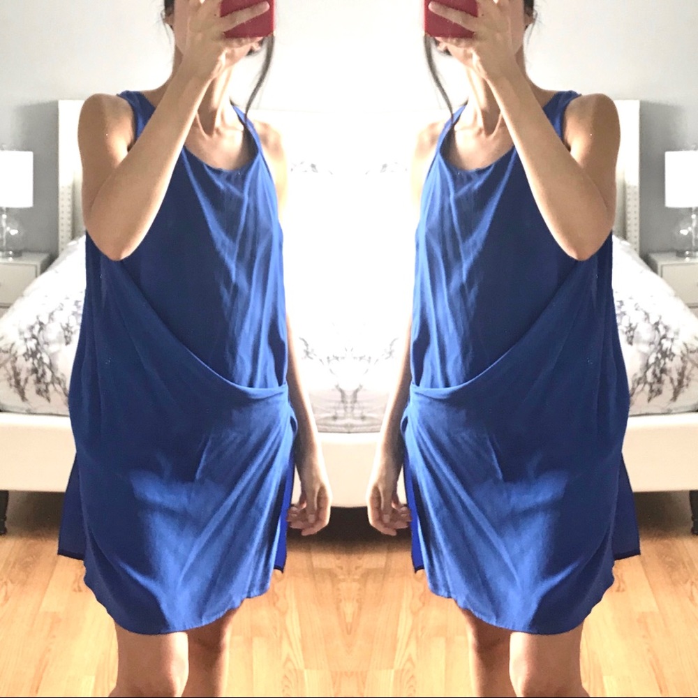 Blue bel air silk dress size small wrap/fluffy